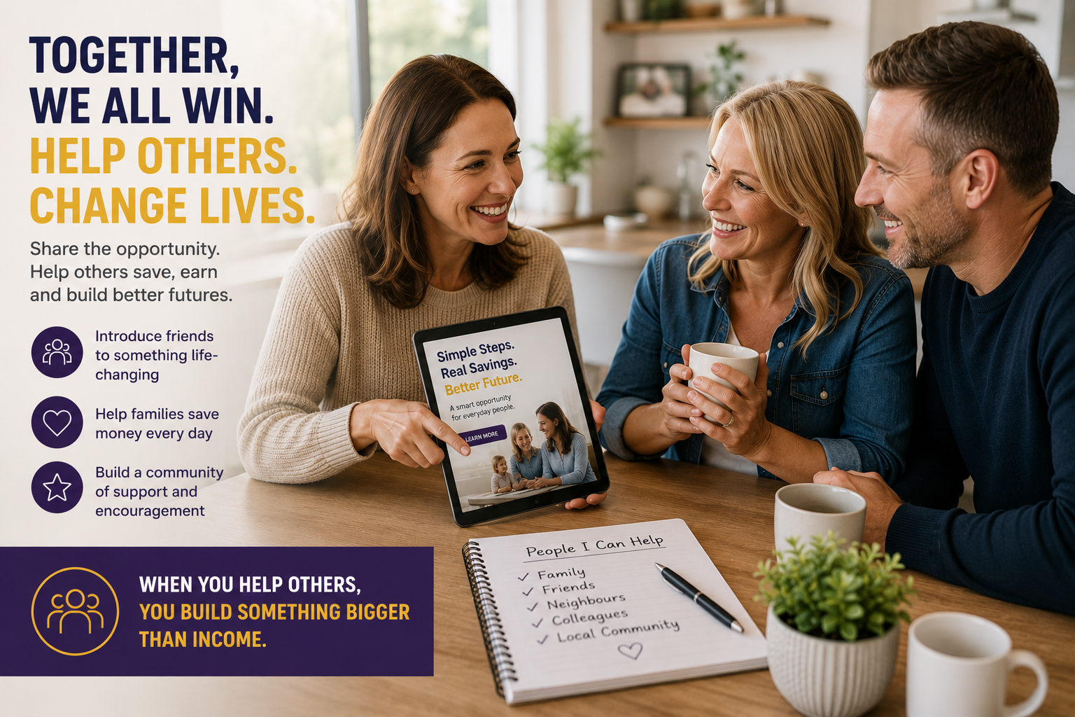 People sharing an opportunity and helping others save money